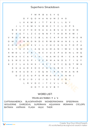 Superhero Smackdown: Word Search Challenge