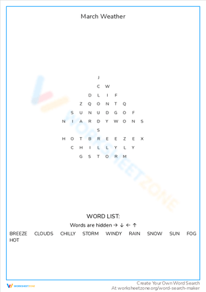 Explore March Weather Patterns with This Worksheet