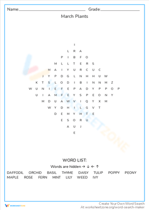 Study March Plants with Informative Worksheet