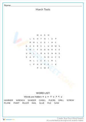 Identify March Tools with Educational Worksheet
