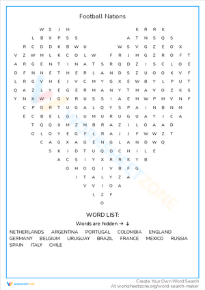 Discover Football Nations with Informative Worksheet