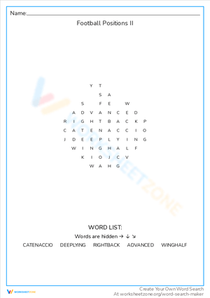 Learn About Football Positions with Worksheet