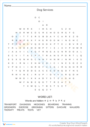 Explore Dog Services with Informative Worksheet
