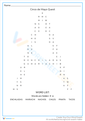 Cinco de Mayo Quest Worksheet: Solve the Puzzle!