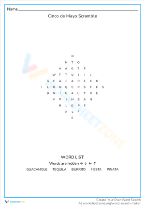 Unscramble Words: Cinco de Mayo Fun Scramble!