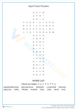 April Fools' Day Puzzles: Fun Worksheet
