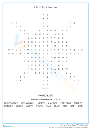 4th of July Puzzles: Fun Holiday Worksheet