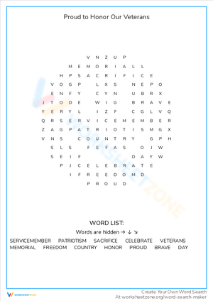 Proud to Honor Our Veterans: A Tribute Activity