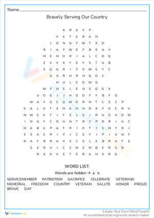 Serving Our Country: A Veterans Day Recognition Sheet