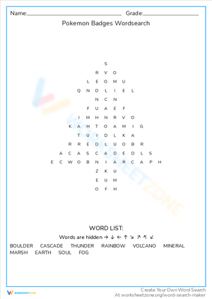Pokemon Badges Wordsearch: Collect All Badges!