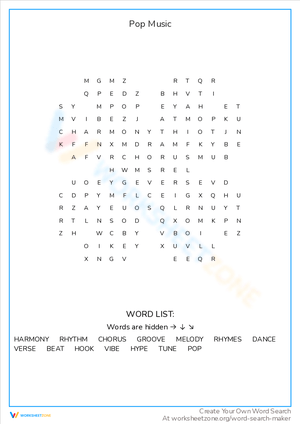Pop Music Word Search: Discover Pop Culture Terms