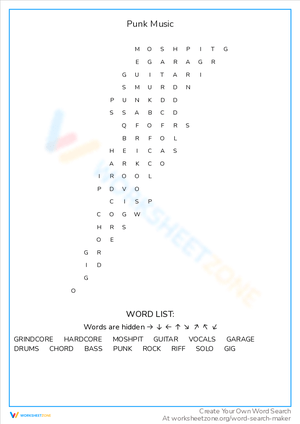 Punk Music Word Search: Discover Punk Terms Here