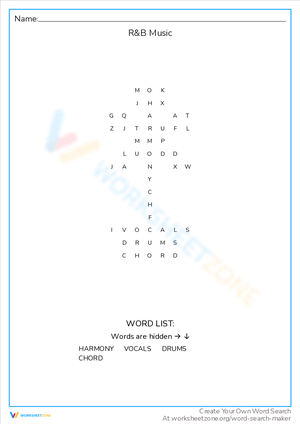 R&B Music Word Search: Explore R&B Terms Fun