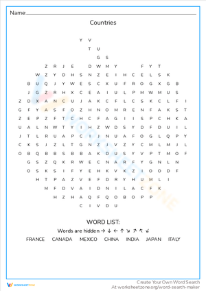 Countries Word Search: Explore the Globe!