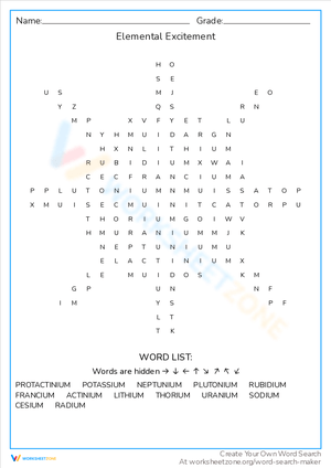 Elemental Excitement Word Search: Find the Hidden Elements