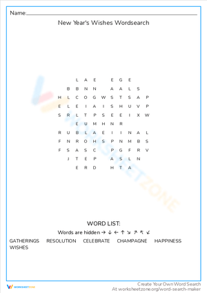 New Year's Wishes Word Search: A Festive Activity