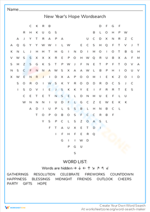 New Year's Hope Word Search: Celebrate Positivity