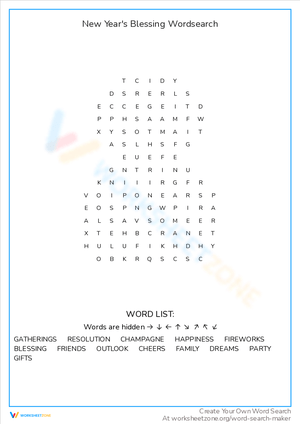 New Year's Blessing Word Search: Festive Fun