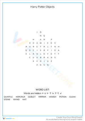 Harry Potter Objects Word Search: Magical Items