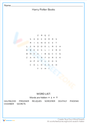 Harry Potter Books Word Search: Series Titles