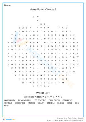 Harry Potter Objects 2 Word Search: Find Magic
