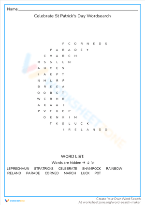 Celebrate St. Patrick's Day Word Search