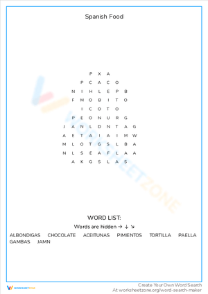 Discover Spanish Food: A Word Search