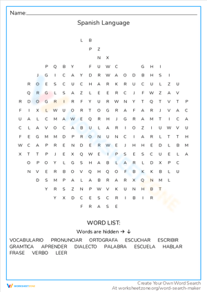 Spanish Language Word Search Fun