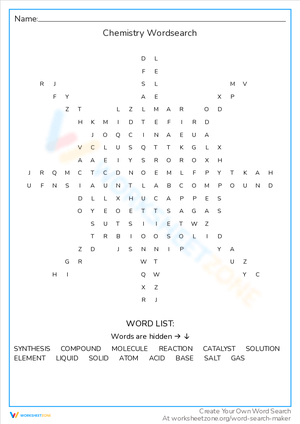 Engaging Chemistry Word Search Puzzle