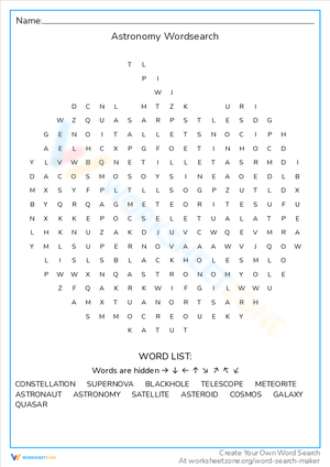 Astronomy Word Search: Explore Space