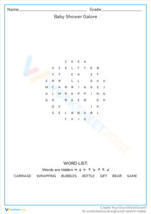 Baby Shower Galore: Word Search Fun