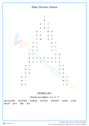 Baby Shower Jubilee: Word Search Game