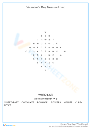 Valentine's Day Treasure Hunt: Word Find