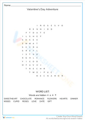 Valentine's Day Adventure: Word Search