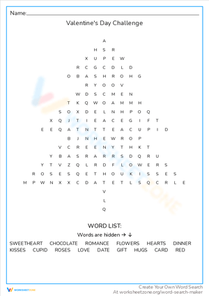 Valentine's Day Challenge: A Word Find