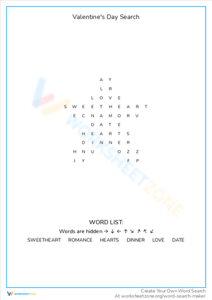 Valentine's Day Search: Word Puzzle