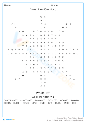 Valentine's Day Hunt: A Word Search