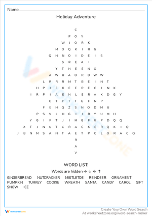 Holiday Adventure: Word Search Puzzle