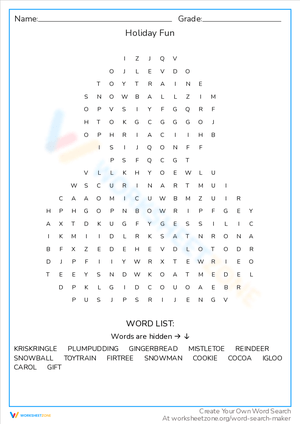 Engaging Holiday Fun Word Search Puzzle
