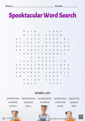 Spooktacular Halloween Word Search Puzzle