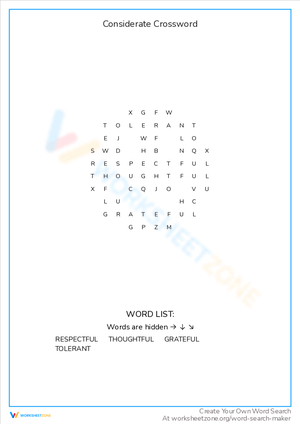 Considerate Crossword Puzzle: Fun Challenge