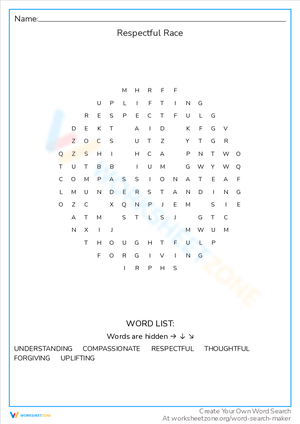 Respectful Word Race: A Vocabulary Challenge