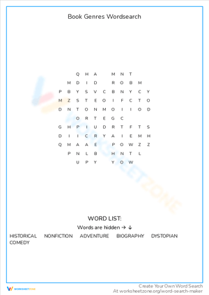 Explore Book Genres with This Word Search!