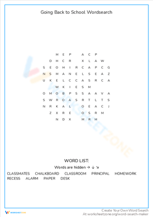Back to School Word Search: Start the Year