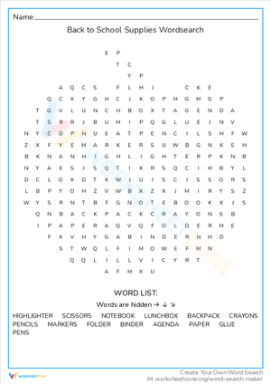 School Supplies Word Search: Find Items Now!