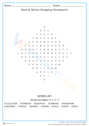 School Shopping Word Search: Gear Up Now!