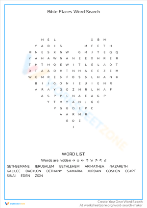 Bible Places Word Search: Discover Locations