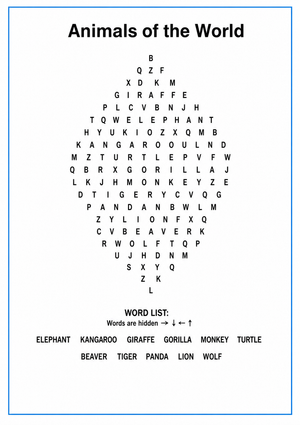 Animals of the World Word Search | Essential Grade 3-5