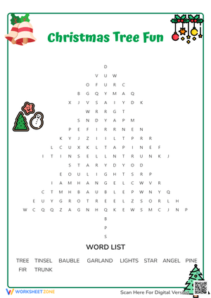 Christmas Tree Fun Word Search