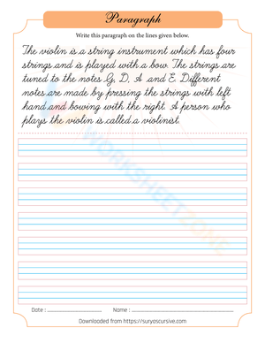 Violin Cursive Writing Practice